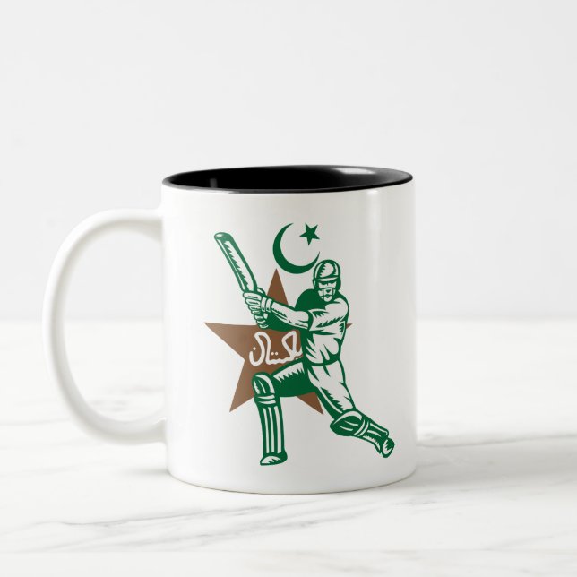 Tasse 2 Couleurs Pakistan Cricket Joueur Batsman Design (Gauche)