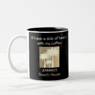 Tasse 2 Couleurs Palm Tree Black Beige White Beach Nom Citation