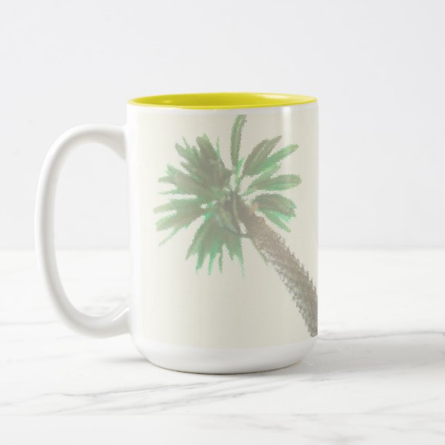 Tasse 2 Couleurs Palmier Stylisé Pastel Green Tropical (Gauche)