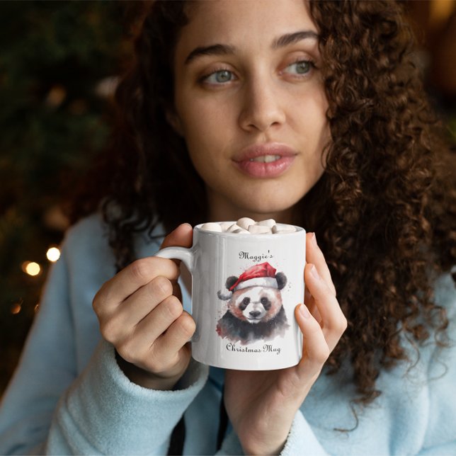 Tasse 2 Couleurs Panda de Noël, personnalisable (Créateur téléchargé)
