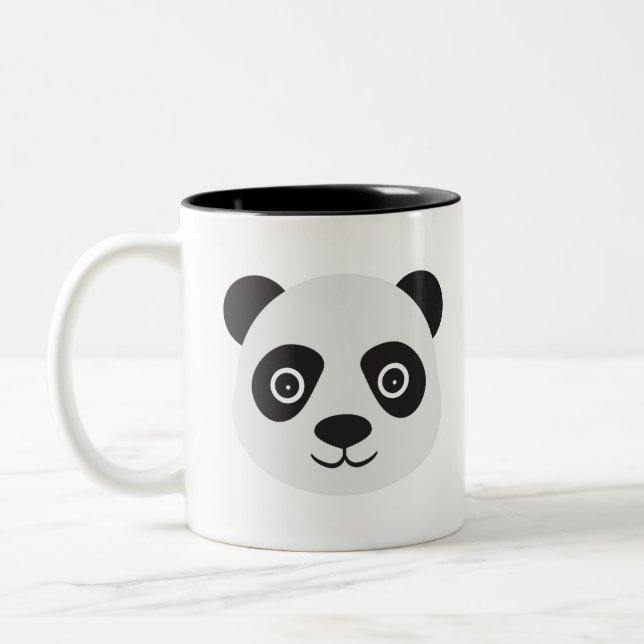 Tasse 2 Couleurs Panda Face Ours noir et blanc (Gauche)