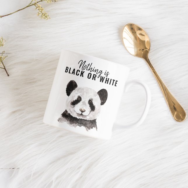 Tasse 2 Couleurs Panda Funky Moderne Noir Et Blanc Avec Citation (Créateur téléchargé)
