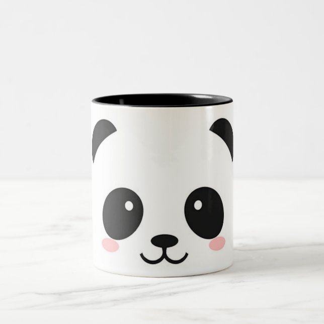 Tasse 2 Couleurs Panda heureux mignon de visage (Centre)
