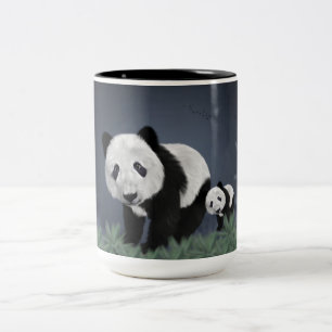 Tasse 2 Couleurs panda ours mignon animal noir blanc doux