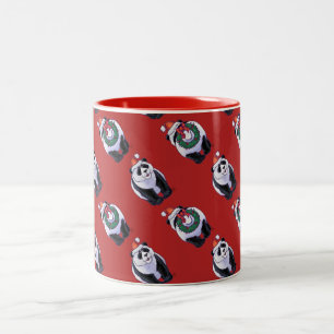 Tasse 2 Couleurs Panda Ours Noël Rouge