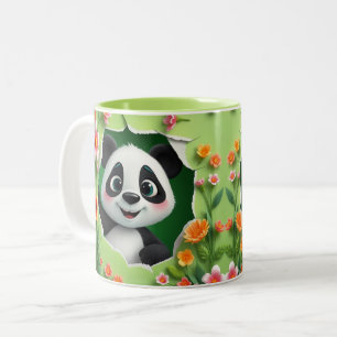 Tasse 2 Couleurs Panda pour bébé 3D Trou dans un mur de tissu