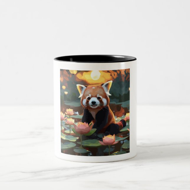 Tasse 2 Couleurs Panda rouge dans l'étang du lotus (Centre)