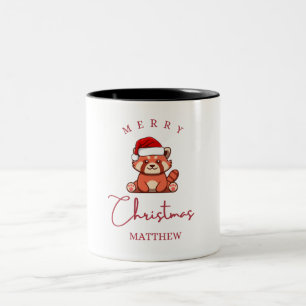 Tasse 2 Couleurs Panda rouge : Joyeux Noël Matthew