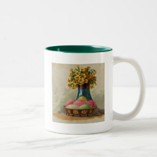 Tasse 2 Couleurs Panier de Pâques Œufs Fleurs Antique