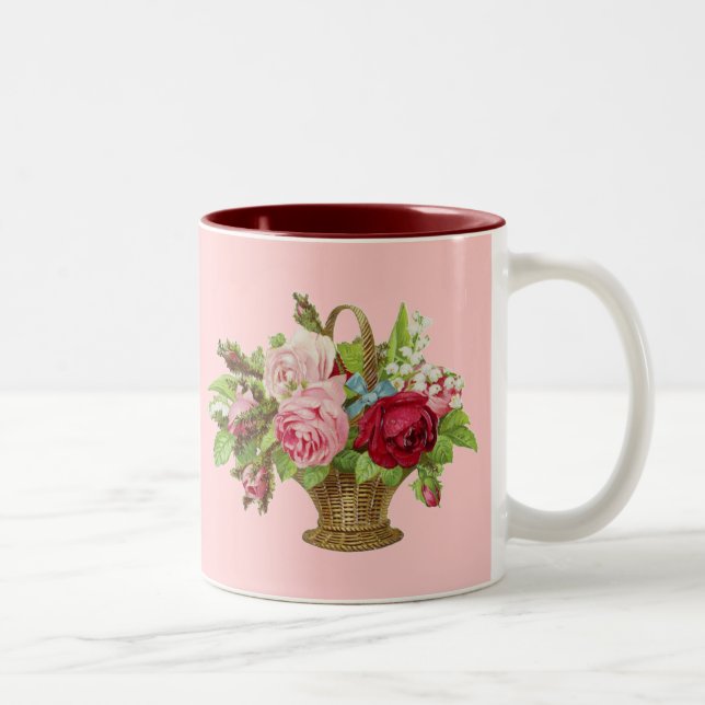 Tasse 2 Couleurs Panier rose de fleur de cru (Droit)