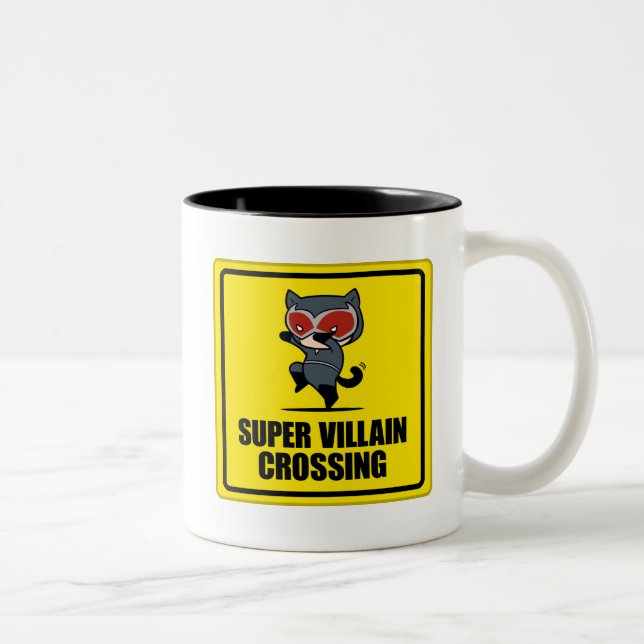 Tasse 2 Couleurs Panneau de croisement Chibi Catwoman Super Villain (Droit)