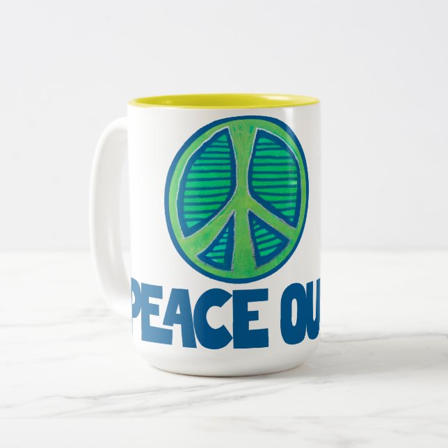 Tasse 2 Couleurs Panneau Paix (Devant gauche)