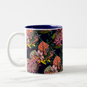 Tasse 2 Couleurs Panneau rouge rose et jaune de fleurs d'aster
