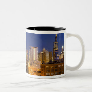 Tasse 2 Couleurs panorama de Chicago, Illinois, pris depuis West Lo