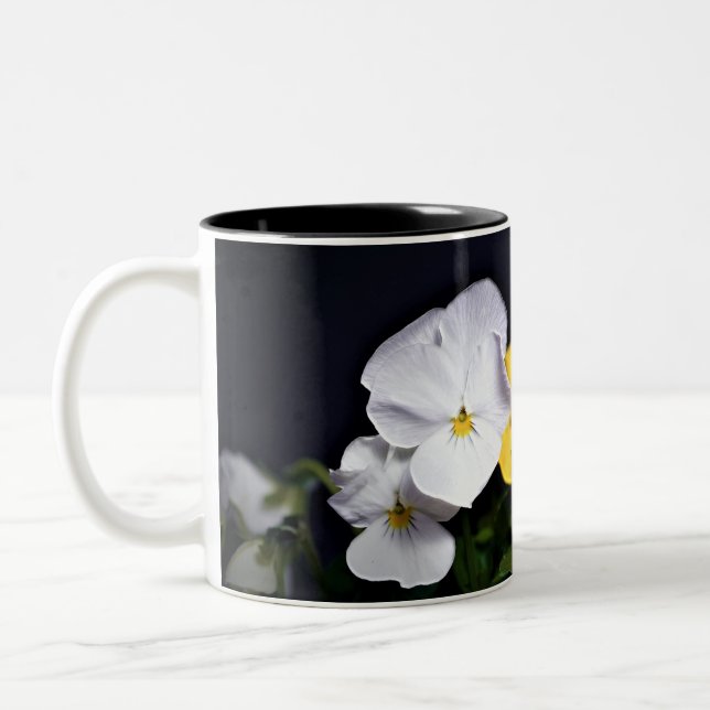 Tasse 2 Couleurs Pansies jaune et violet blanc (Gauche)