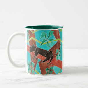 Tasse 2 Couleurs Panthère de la jungle Art abstrait original