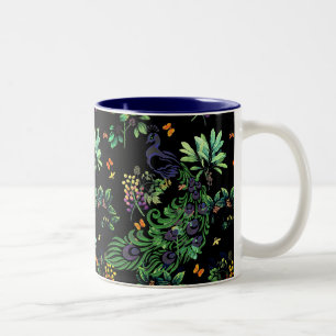 Tasse 2 Couleurs Paon Orné et Floral Vintage