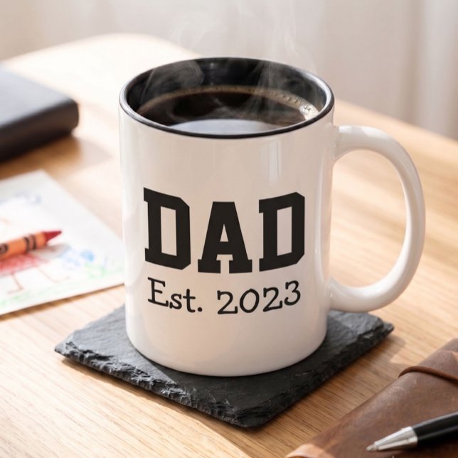 Tasse 2 Couleurs Papa a établi un texte noir gras (Créateur téléchargé)
