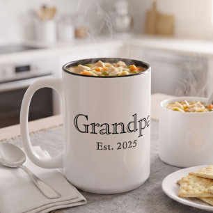 Tasse 2 Couleurs Papa a Fondé Texte Minimaliste Gras Noir Blanc