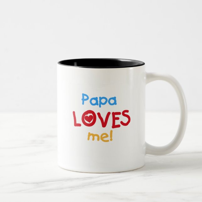 Tasse 2 Couleurs Papa aime mes t-shirts et cadeaux (Droit)