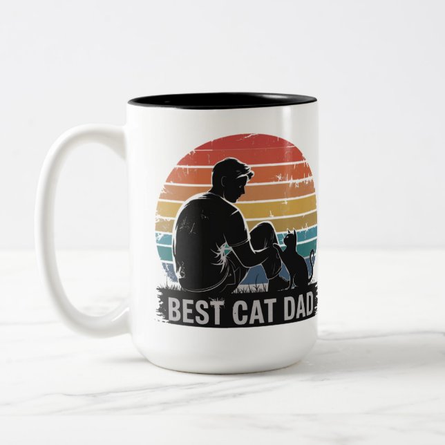 Tasse 2 Couleurs Papa Chat Meilleur Papa Chat (Gauche)