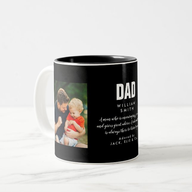 Tasse 2 Couleurs Papa Citation Cool moderne Photo noir et blanc (Devant gauche)