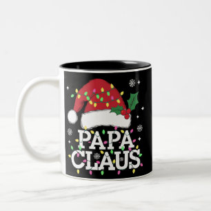 Tasse 2 Couleurs Papa Claus Lumières de Noël Pyjama Famille Assorti