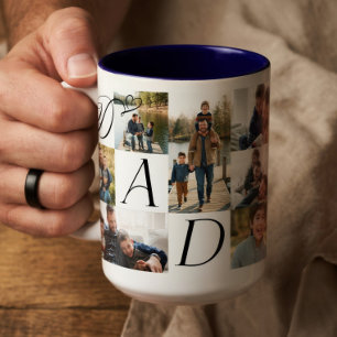 Tasse 2 Couleurs Papa Cœur Famille Collage de photos Bonne fête des