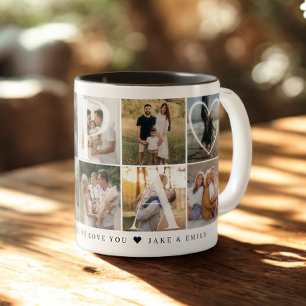 Tasse 2 Couleurs Papa Collage moderne, 10 Grille photo, Cadeau pour
