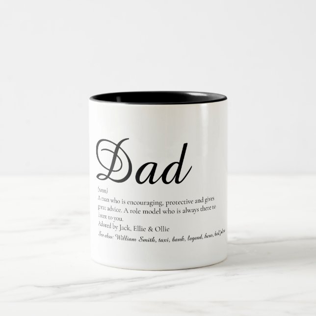 Tasse 2 Couleurs Papa, Daddy, Définition de Père Script Amusant (Centre)