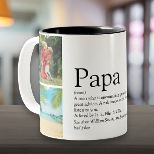Tasse 2 Couleurs Papa, Daddy, Père Définition 4 Collage Photo