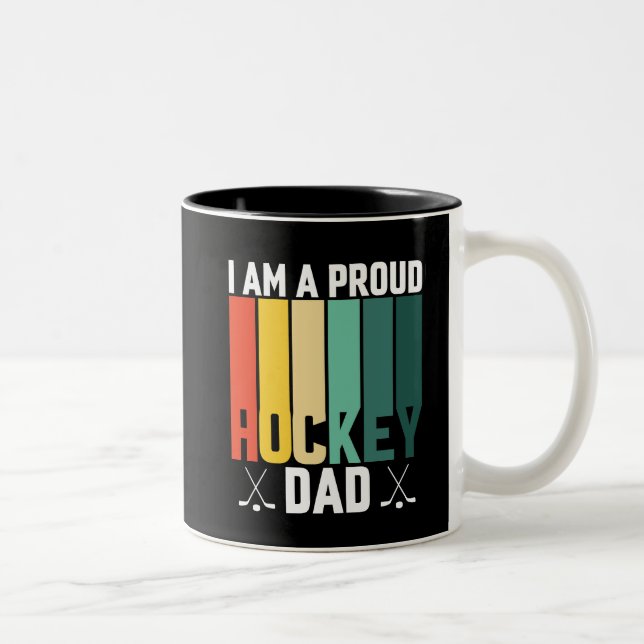 Tasse 2 Couleurs Papa de hockey fier (Droit)