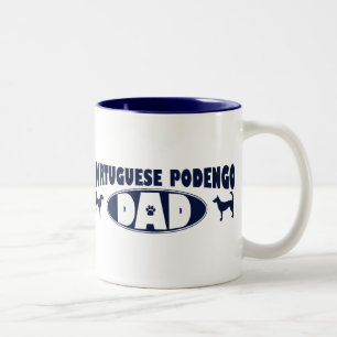 Tasse 2 Couleurs Papa de Podengo de Portugais de fil