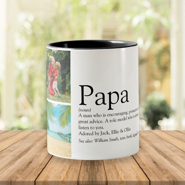 Tasse 2 Couleurs Papa Définition Citation Collage Photo (Créateur téléchargé)