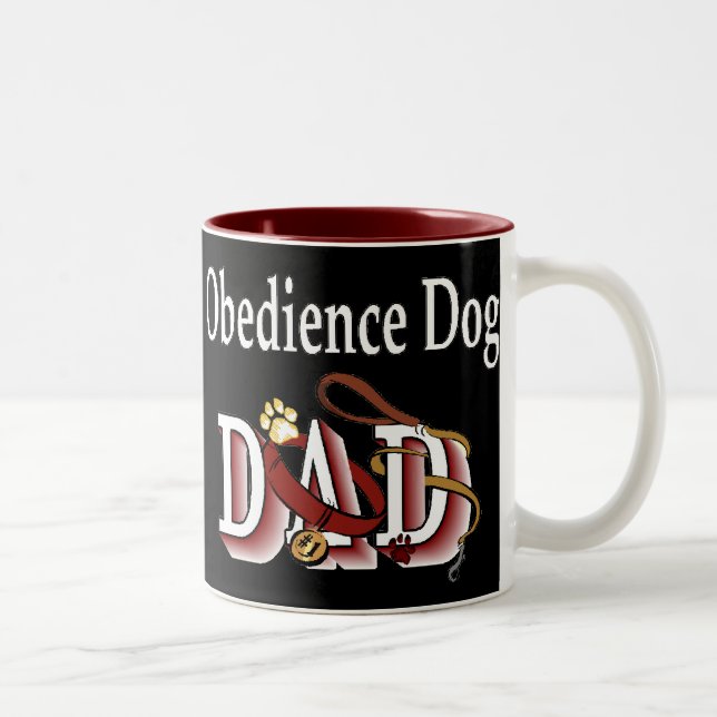 Tasse 2 Couleurs Papa d'obéissance au chien (Droit)