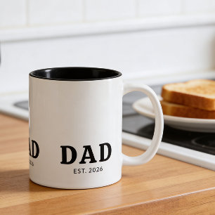 Tasse 2 Couleurs Papa en noir et blanc bien établi
