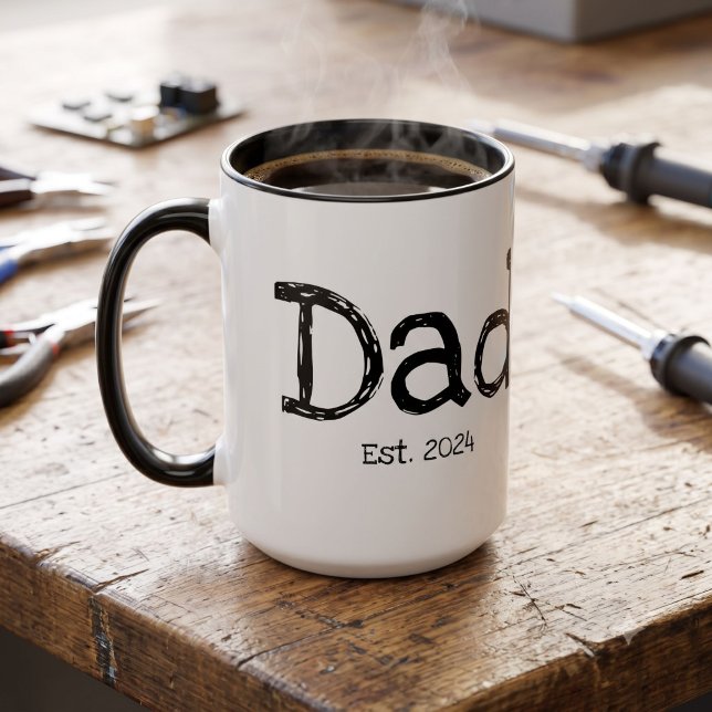 Tasse 2 Couleurs Papa Établit Gras Noir Blanc (Créateur téléchargé)