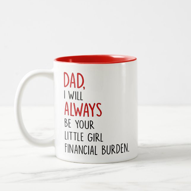 Tasse 2 Couleurs Papa, je serai toujours ta petite fille financière (Gauche)
