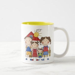 Tasse 2 Couleurs Papa, Maman, Grande Soeur, Petit Frère Famille