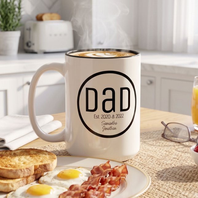 Tasse 2 Couleurs Papa Moderne avec Noms Simples d'Enfants (Créateur téléchargé)