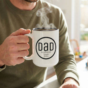 Tasse 2 Couleurs Papa Moderne avec Noms Simples d'Enfants
