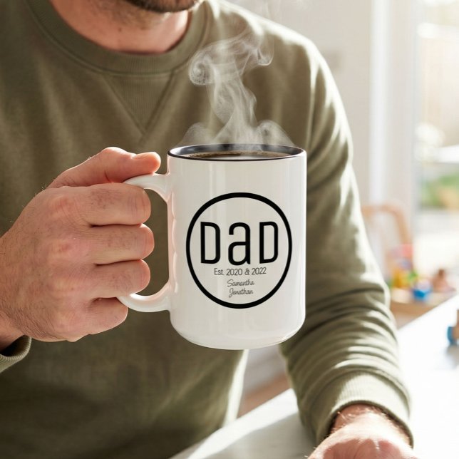 Tasse 2 Couleurs Papa Moderne avec Noms Simples d'Enfants (Créateur téléchargé)