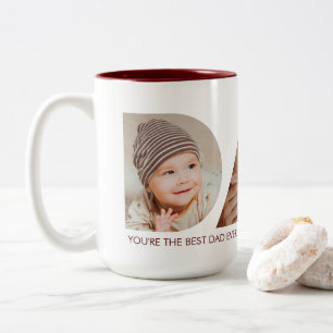 Tasse 2 Couleurs Papa Photo Collage Fête des pères découpée Anniver