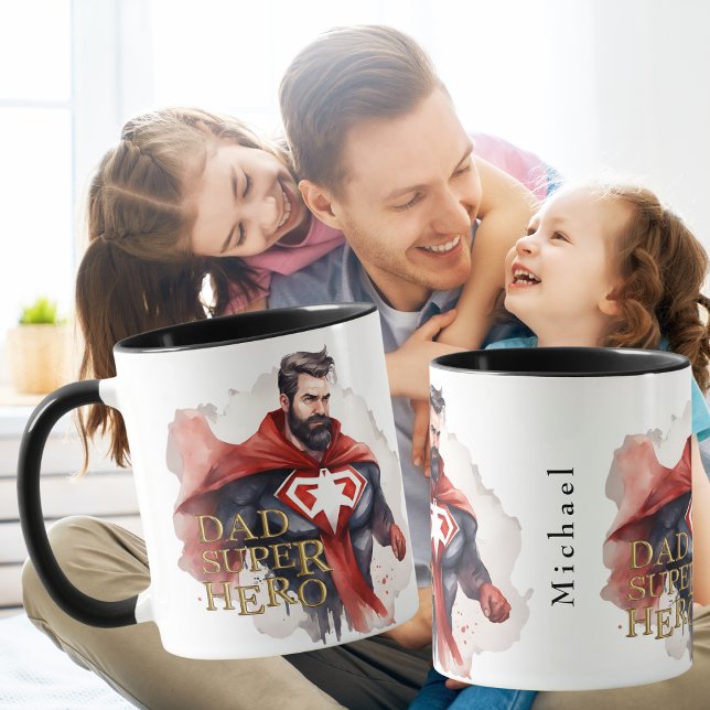 Tasse 2 Couleurs Papa Super Hero (Dad Super Hero Two-Tone Coffee Mug)