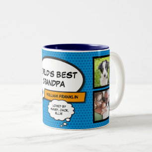 Tasse 2 Couleurs Papapa Grand-père Fun Cool Moderne Photo Bleue