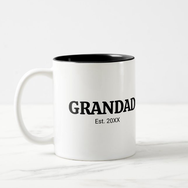 Tasse 2 Couleurs Papi Créé Nouveau Cadeau pour Papi (Gauche)