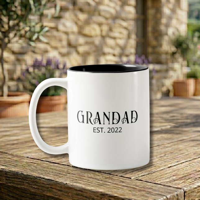 Tasse 2 Couleurs Papi moderne établi écriture noire  (Créateur téléchargé)