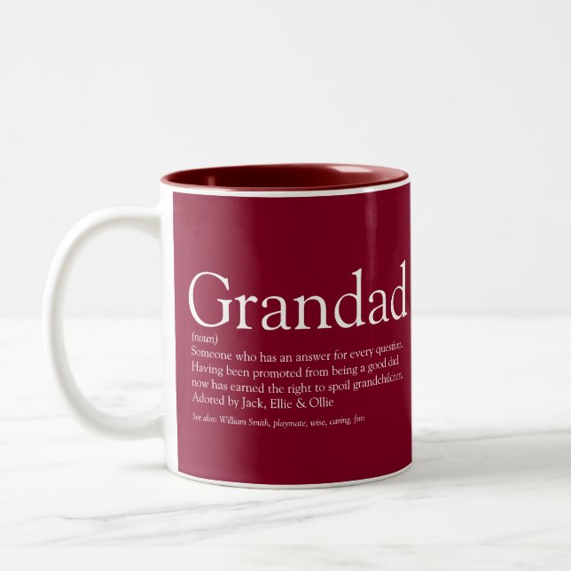 Tasse 2 Couleurs Papi Papy Grand-père Définition Amusement Bourgogn (Gauche)