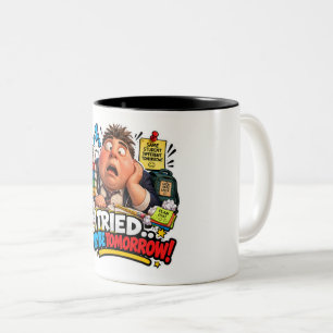 Tasse 2 Couleurs Papier Cadeau Dessin Animé d'Étudiant Endormi sur