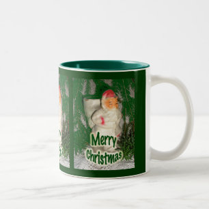 Tasse 2 Couleurs Papier Mache Blanc Coiffé Père Noël Vacances